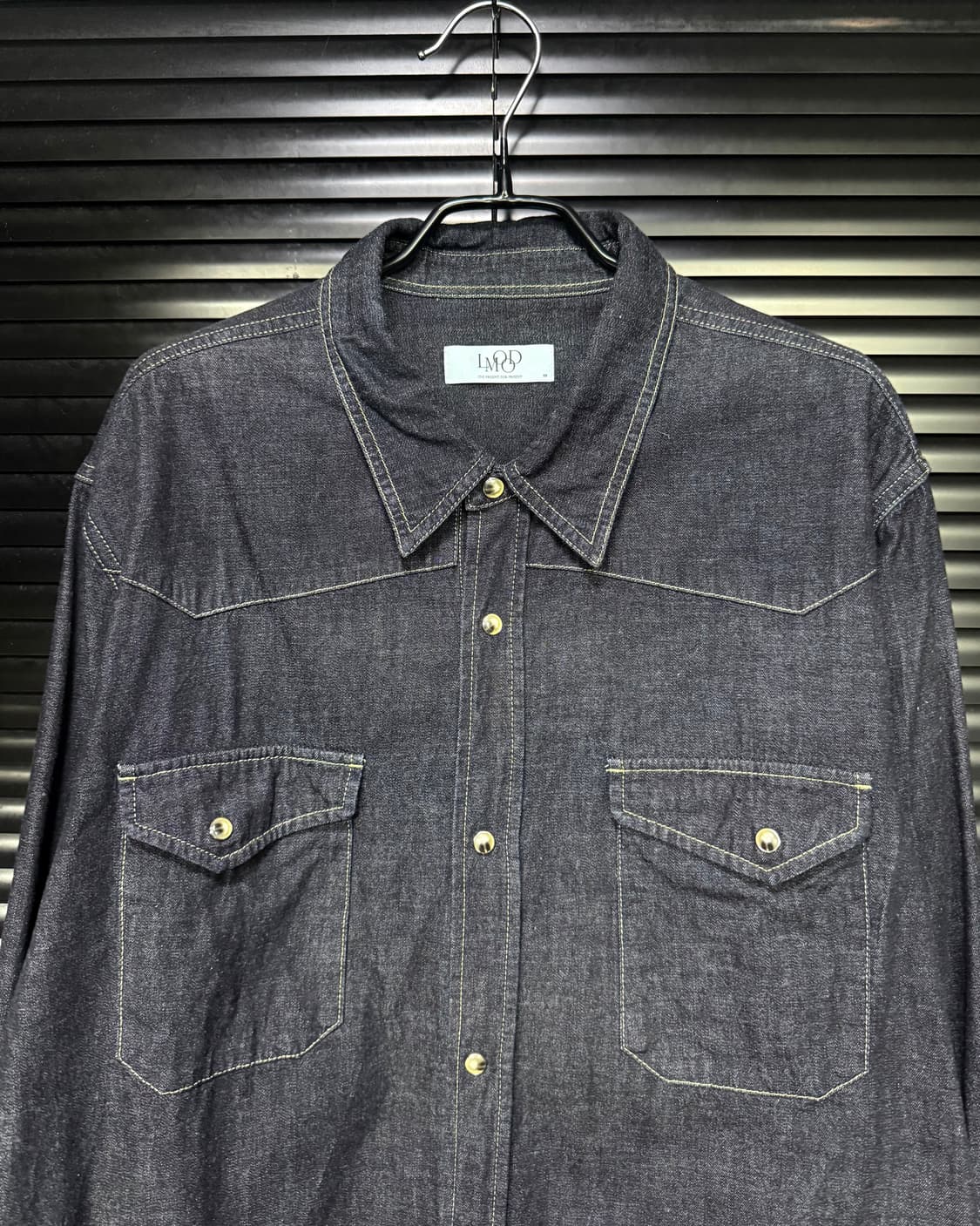 엘무드 진청 생지 데님 인디고 배드가이 웨스턴 셔츠 남방 자개 오버핏  상품이미지3