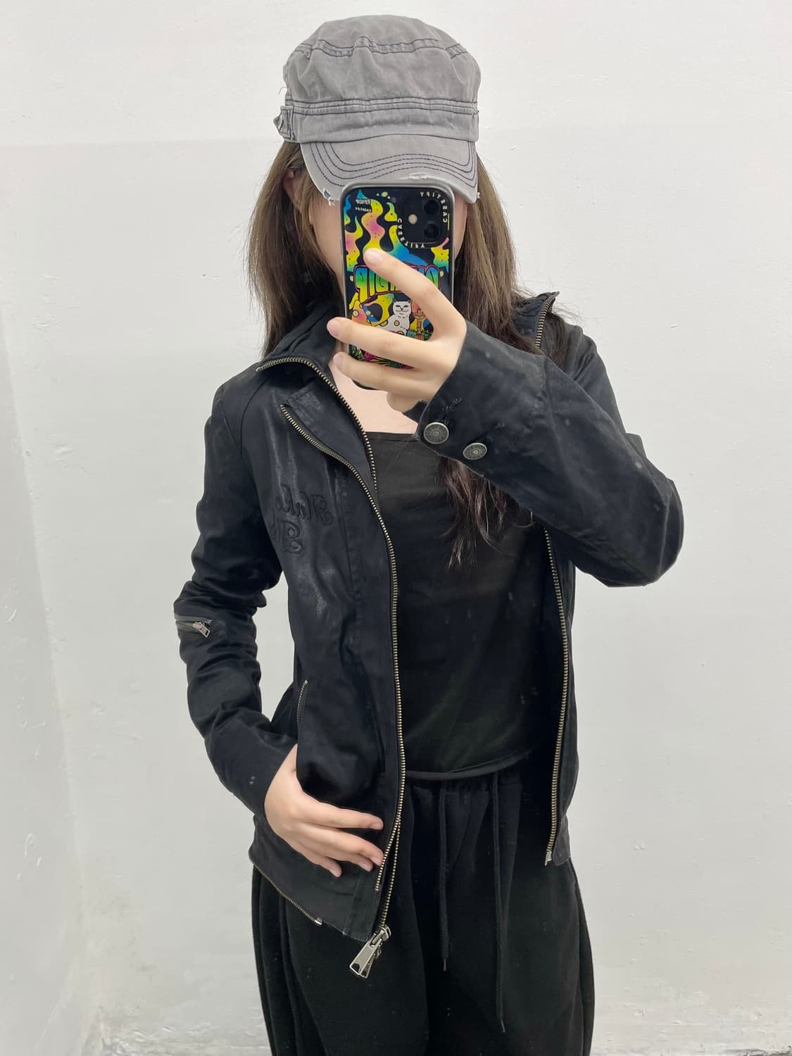 락시크 코팅 투웨이 자수 자켓  상품이미지3