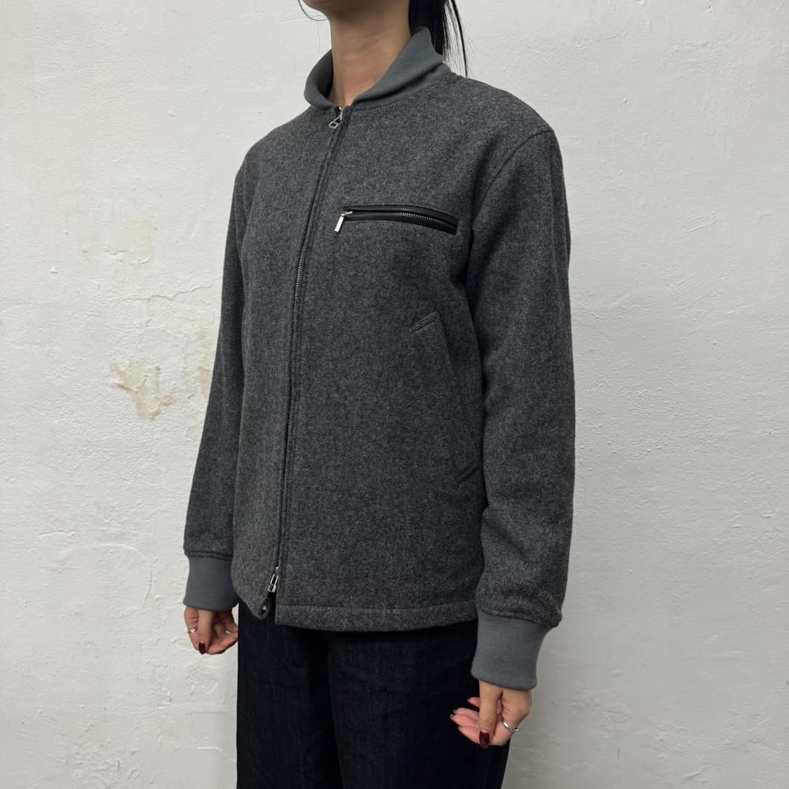 빔즈 플러스(BEAMS+) x TUBE 차콜 울 혼방 숄 카라 블루종 상품이미지1