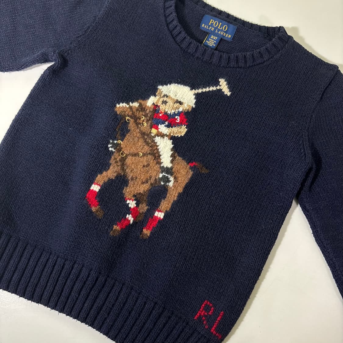 3T 폴로키즈 네이비 베어포니자수 면니트 상품이미지2
