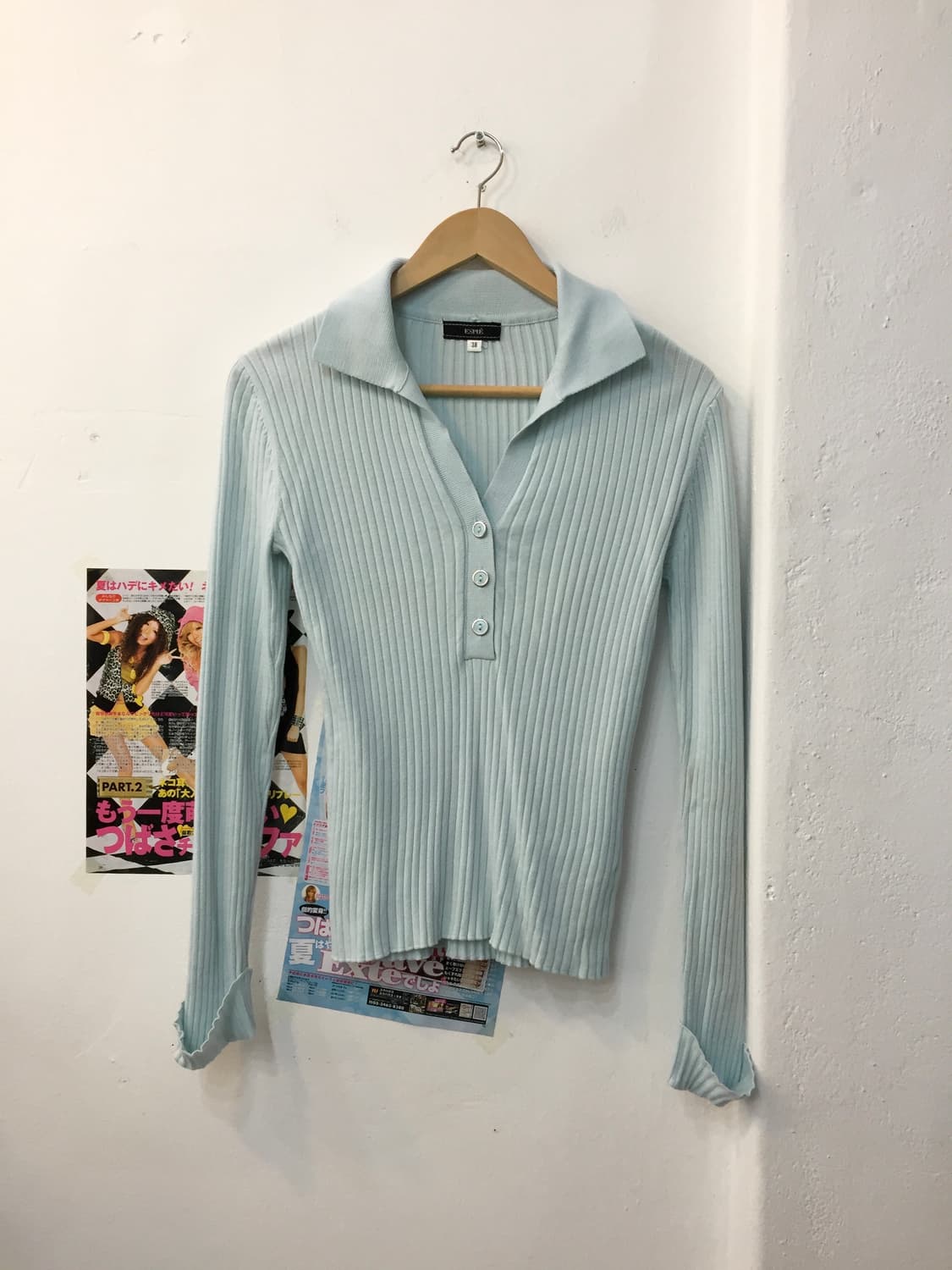 빈티지 민트 슬림 카라 티셔츠 상품이미지1