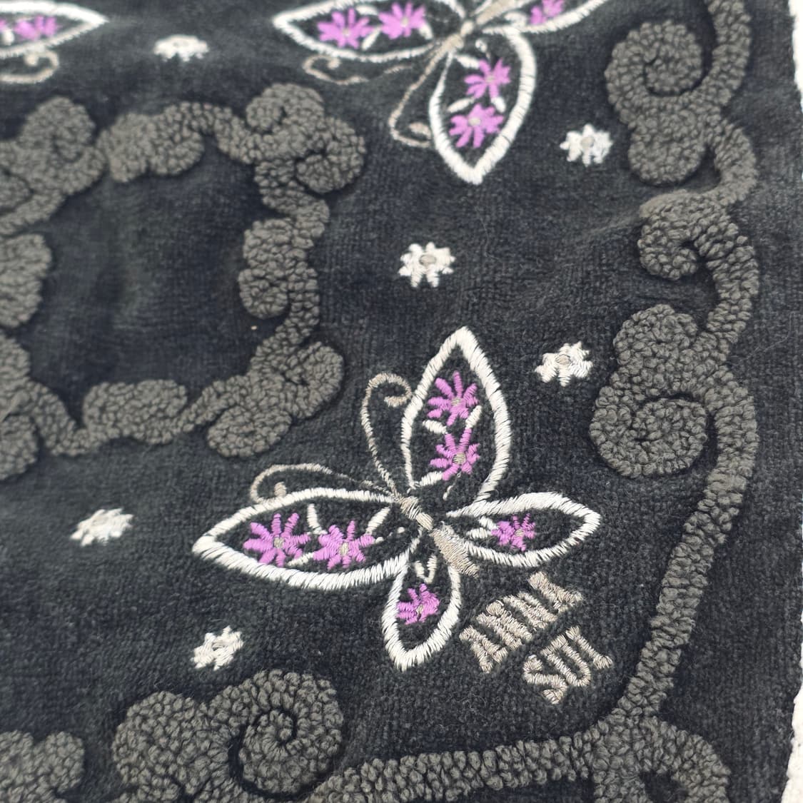 안나수이 일본빈티지 손수건)블랙 오네갸루 버터플라이 나비자수 레이스 상품이미지2