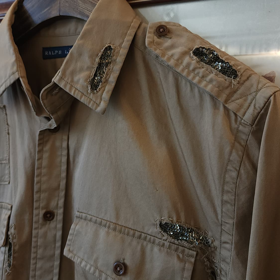 폴로 랄프로렌 여성용 패치워크 비즈 디테일 견장 셔츠 8 상품이미지5