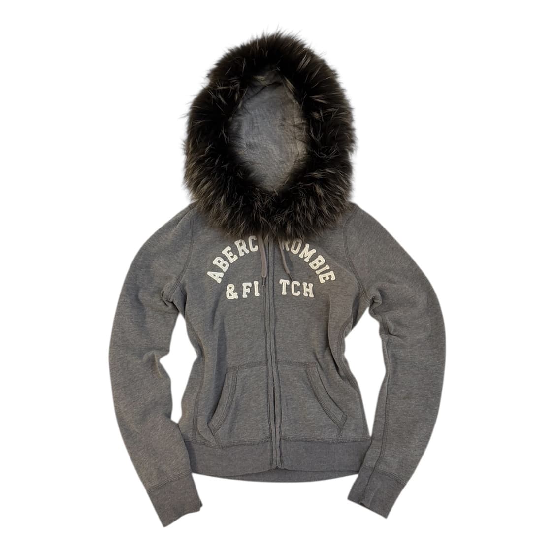 아베크롬비 딱붙핏 울프죠 y2k 퍼 후드집업 그레이 상품이미지1