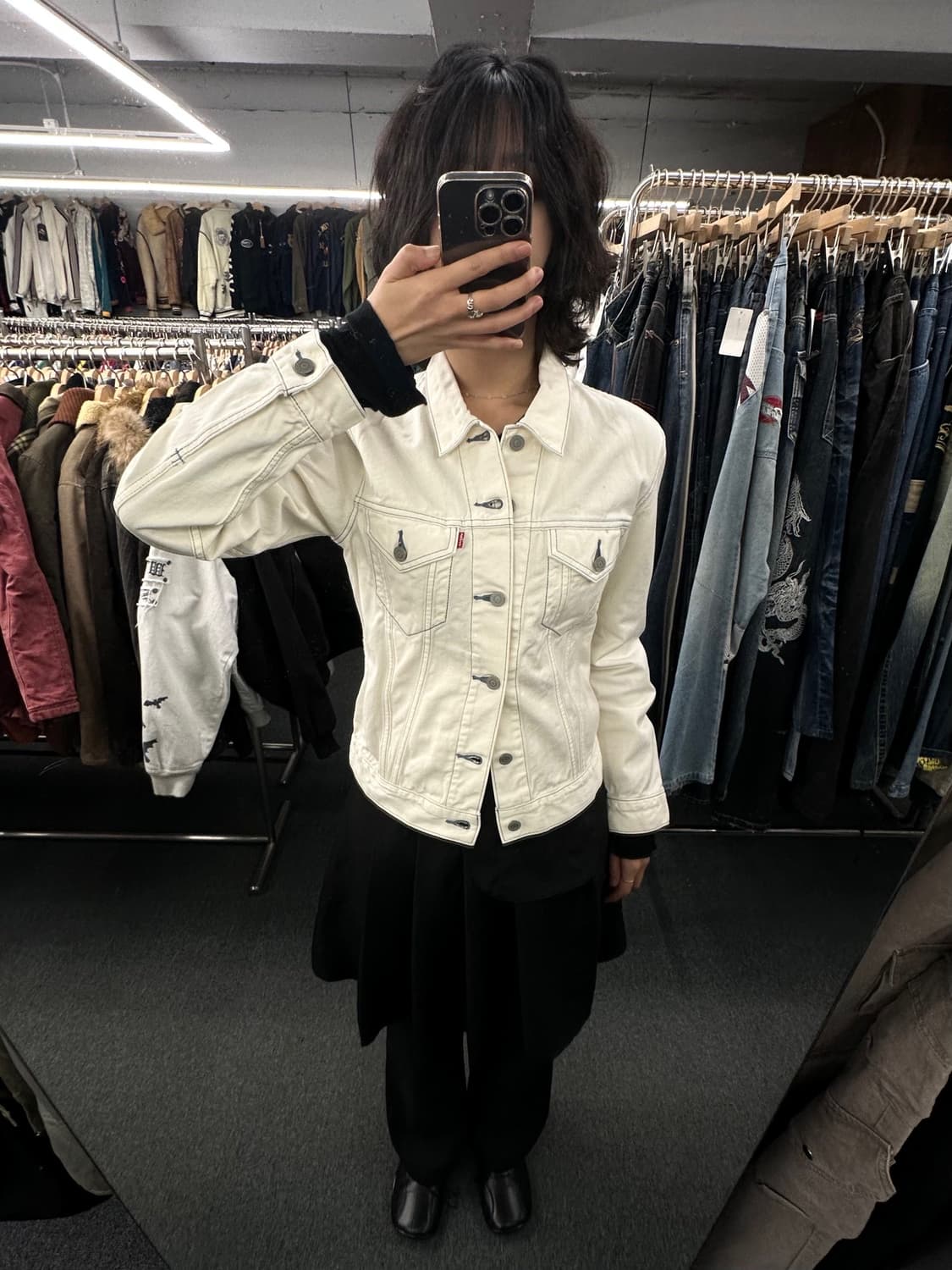 S)리바이스 빈티지 등판 독수리 자수 화이트 트러커 자켓 상품이미지1