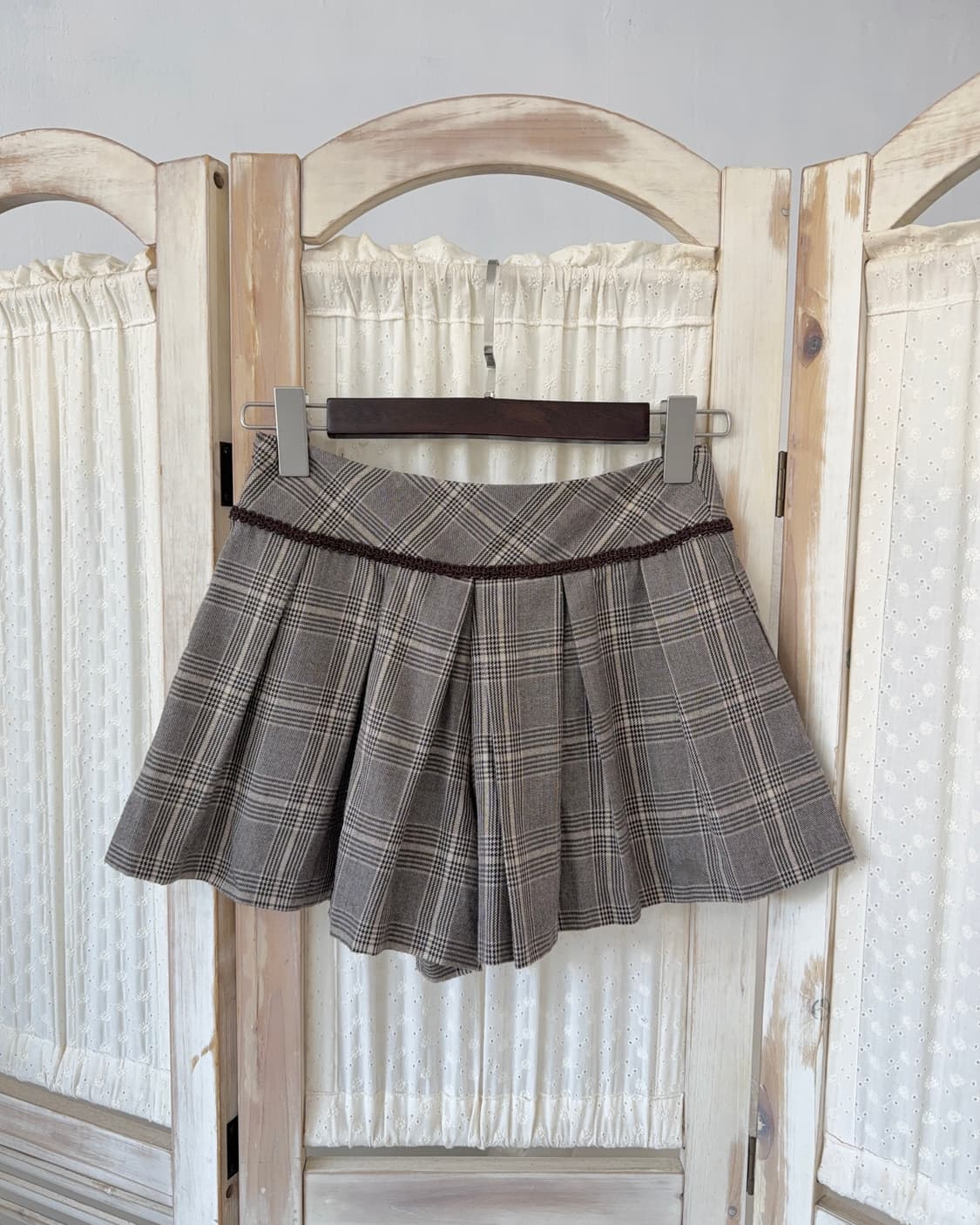 Mocha mousse check midi skirt pants  상품이미지10