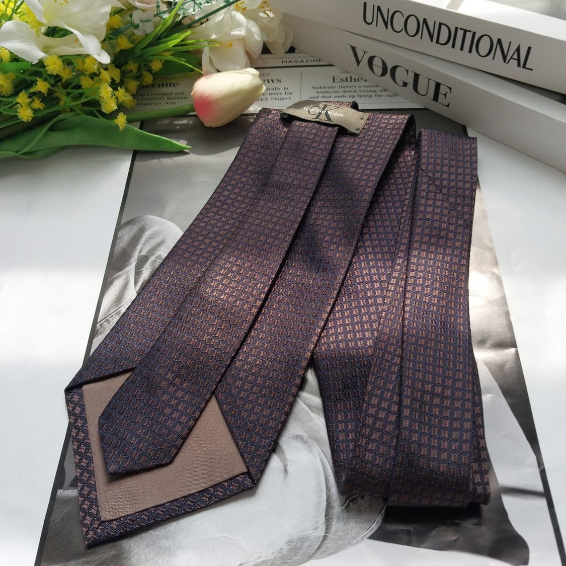 캘빈클라인 실크 브라운 자카드 넥타이 10cm A+등급 K952
 상품이미지6