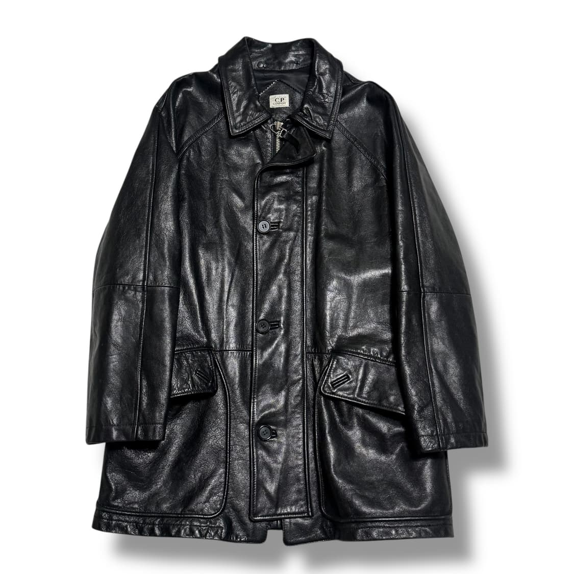 90's C.P. Company 빈티지 레더 하프 코트 상품이미지1