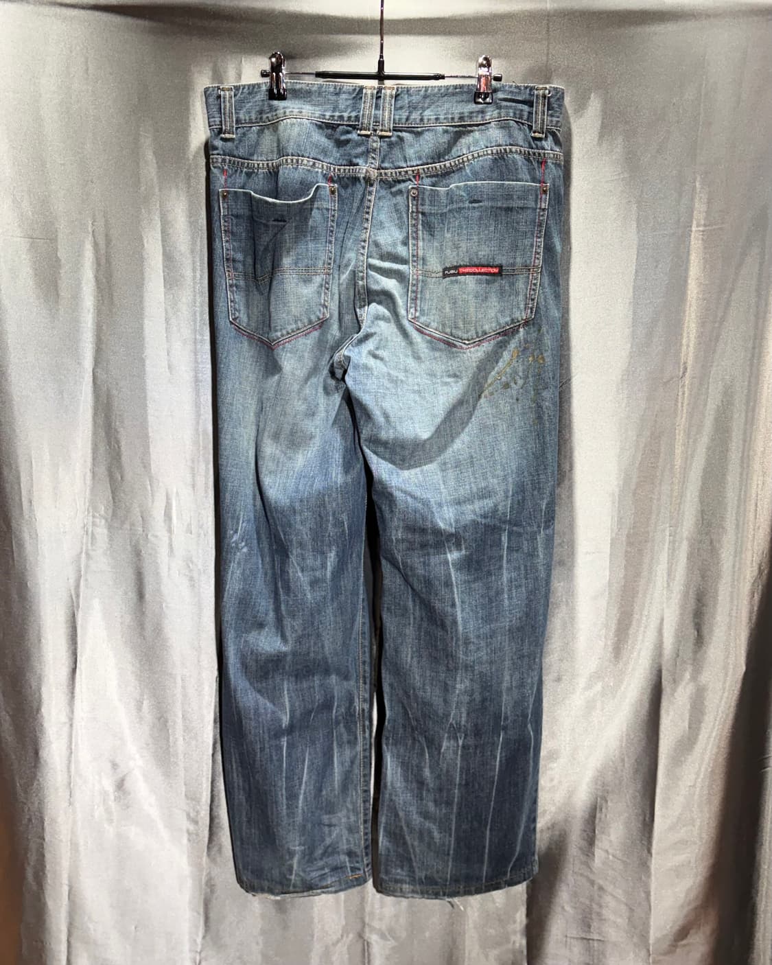 36in FUBU 푸부 더티페인팅 워싱 와이드 데님팬츠 상품이미지4