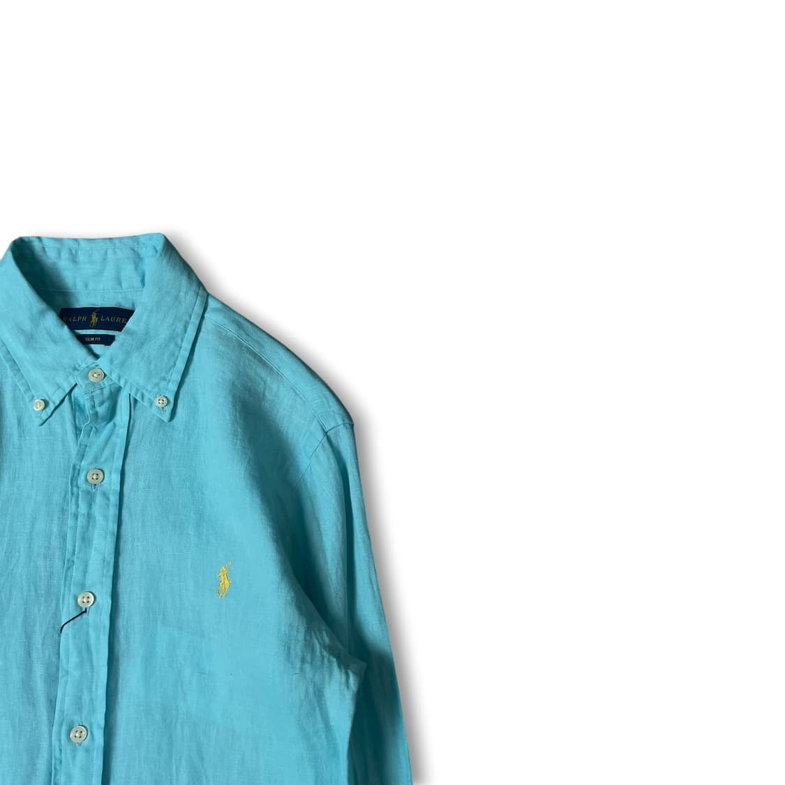 폴로 랄프로렌 아쿠아블루 슬림핏 린넨 긴팔 셔츠 XS 상품이미지2