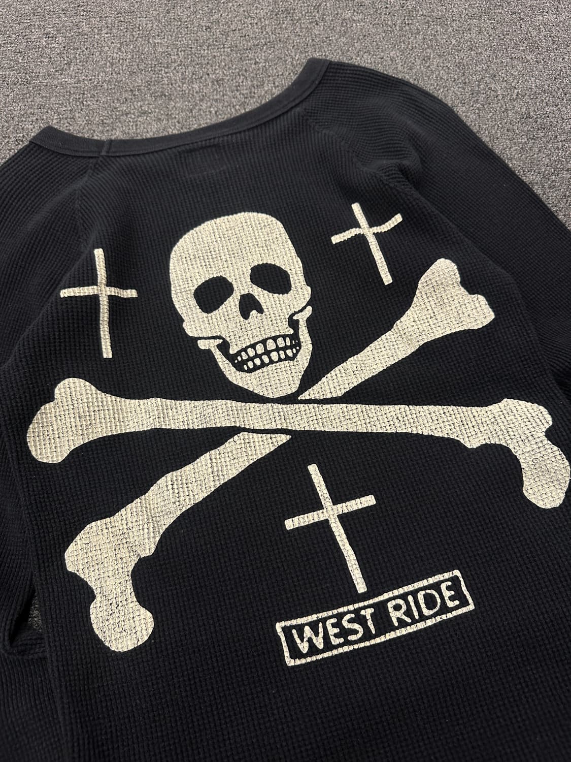 38) WEST RIDE 블랙 와플 롱슬리브 긴팔티 상품이미지6