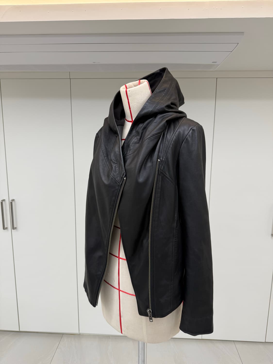 헬무트랭 블랙 양가죽 집업 후드 가죽 자켓 L 상품이미지7