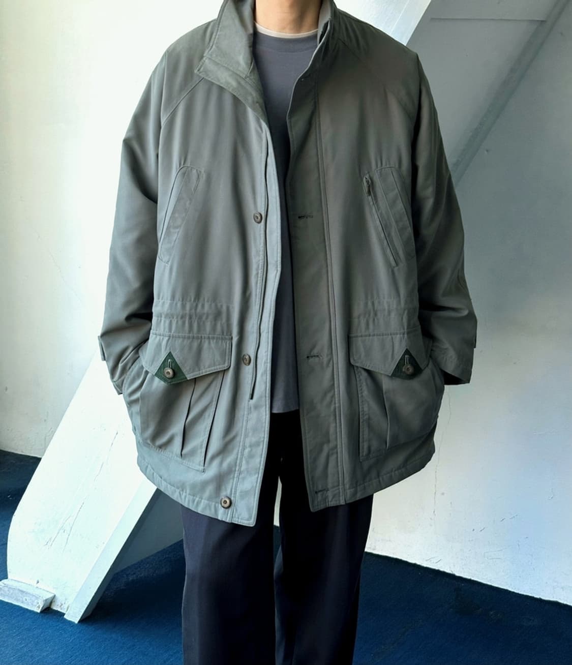 Peach skin padded mil mid coat 상품이미지8