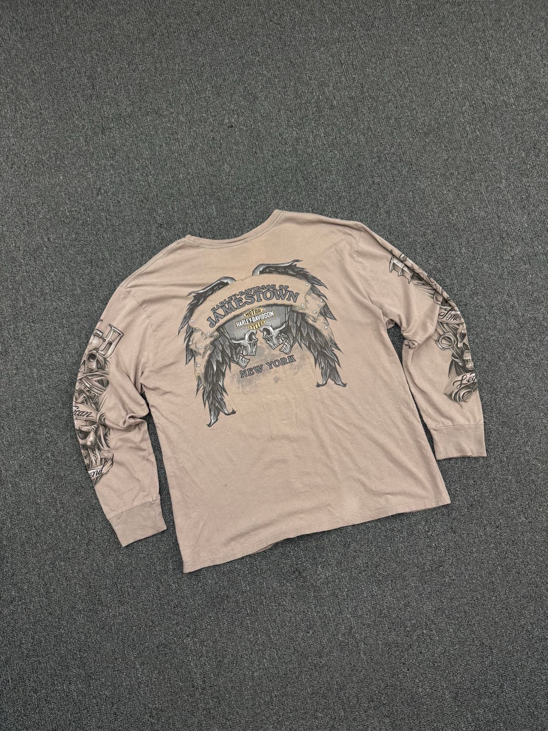 OS)할리데이비슨 빈티지 스컬 프린팅 롱슬리브 상품이미지7