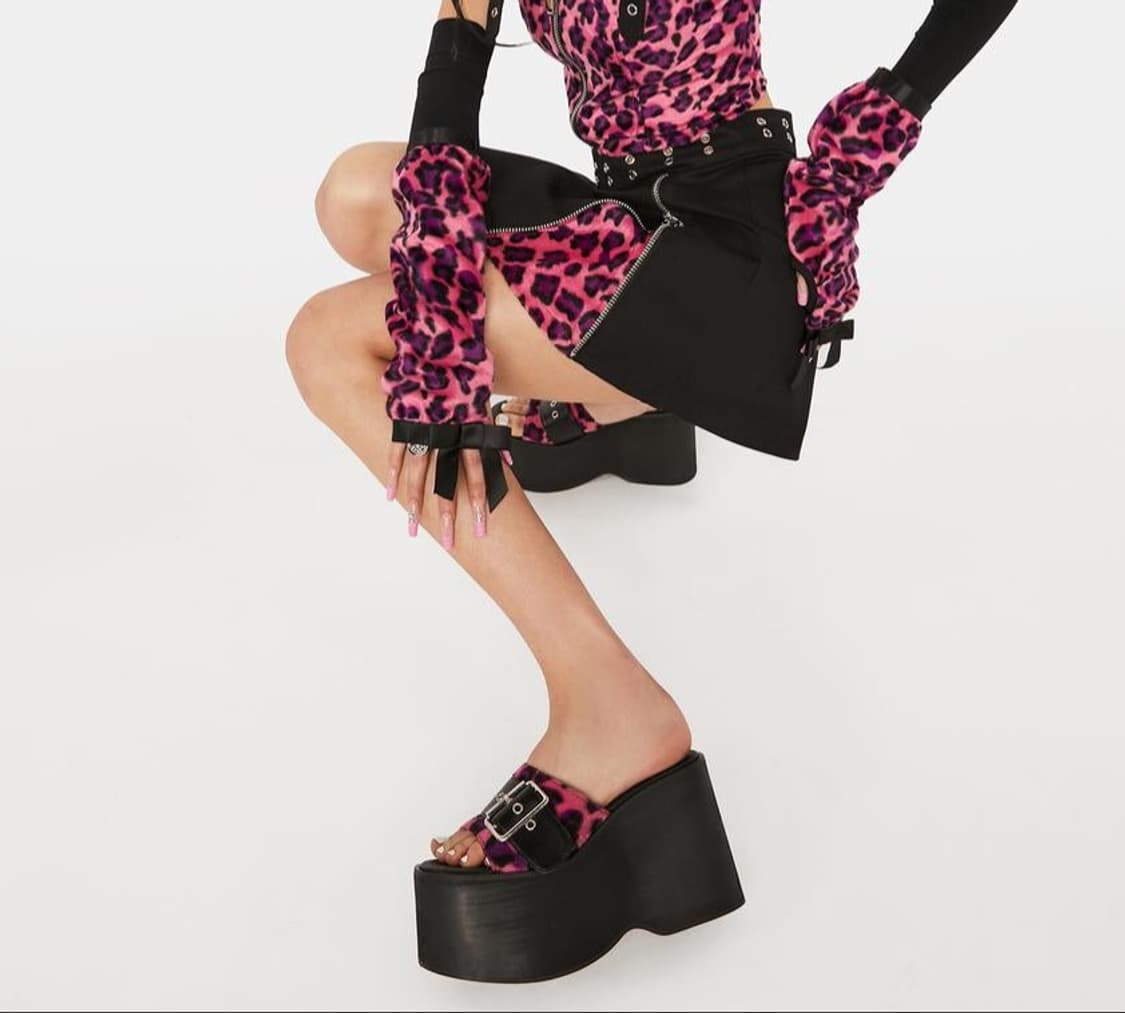 돌스킬 핑크 레오파드 통굽 샌들 플랫폼 갸루 y2k 상품이미지2