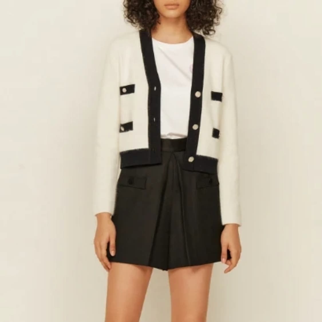 산드로 앙고라 배색 가디건 상품이미지1