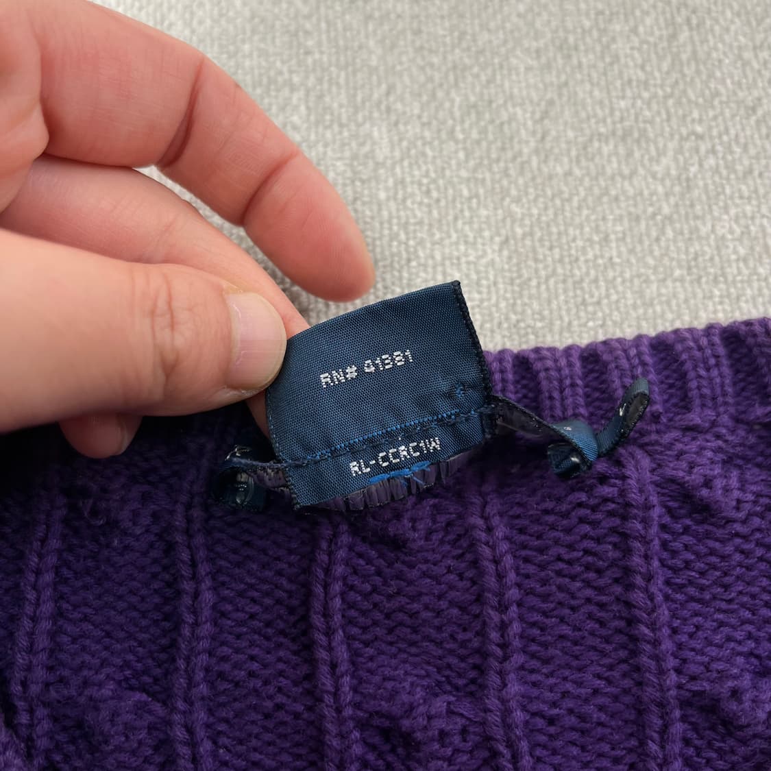 W 95 폴로랄프로렌 코튼 꽈배기 퍼플 니트 상품이미지4