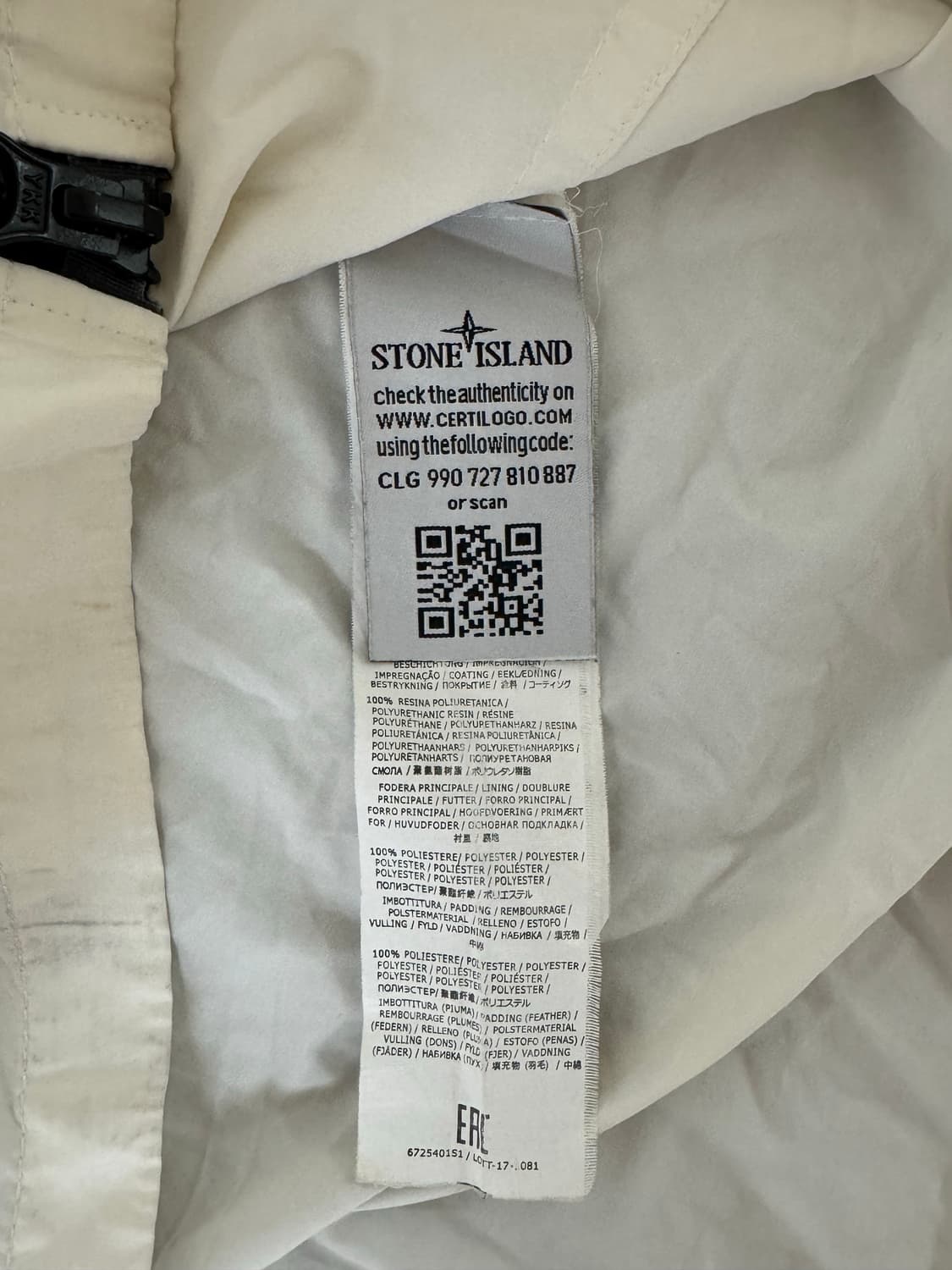 Stone island 스톤아일랜드 흰색 바람막이 XL 화이트 상품이미지4