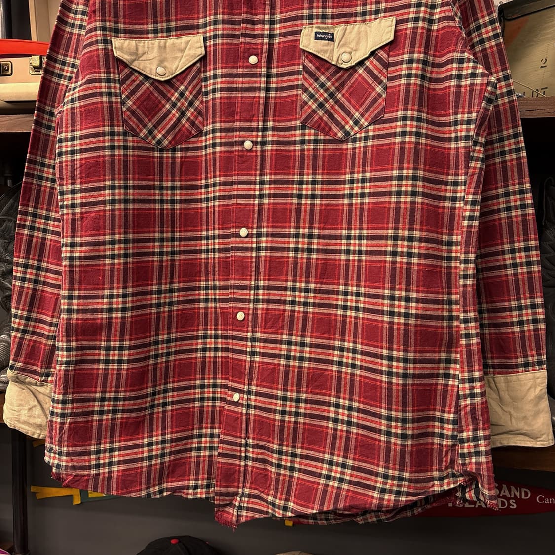 90s 랭글러 타이니 타탄체크 웨스턴 코튼 워크셔츠 N1036 상품이미지4