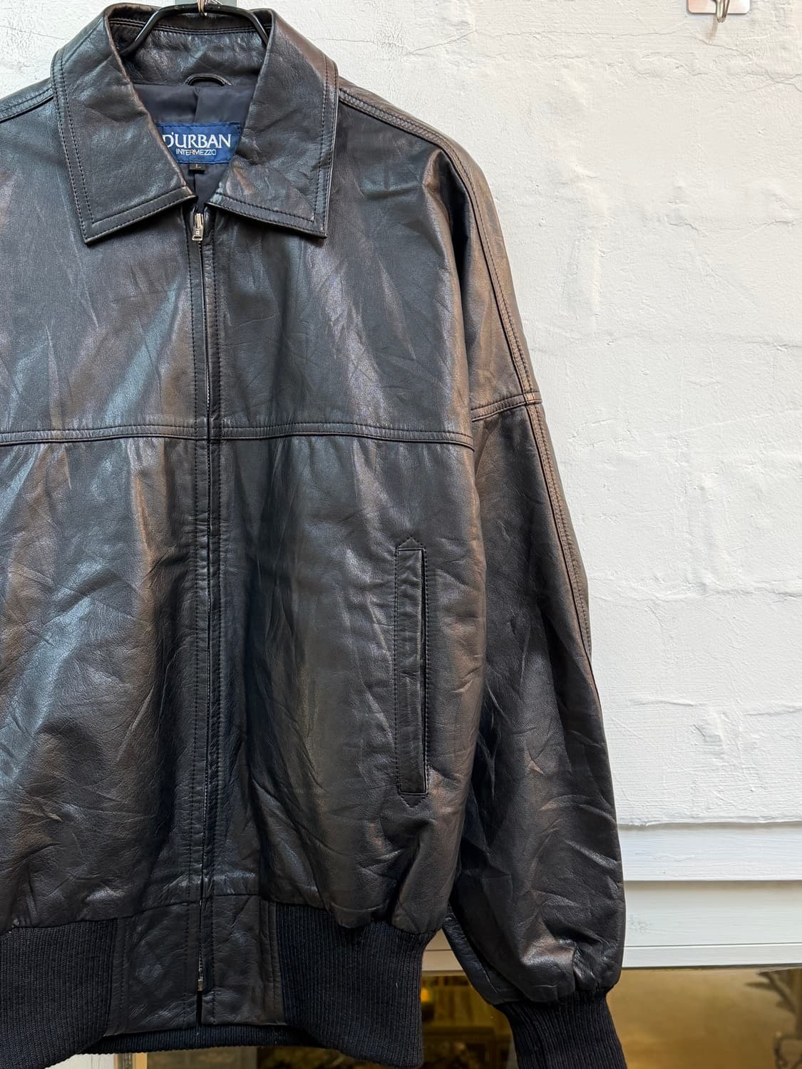 Durban 블랙 램스킨 가죽 봄버 자켓 L 상품이미지3