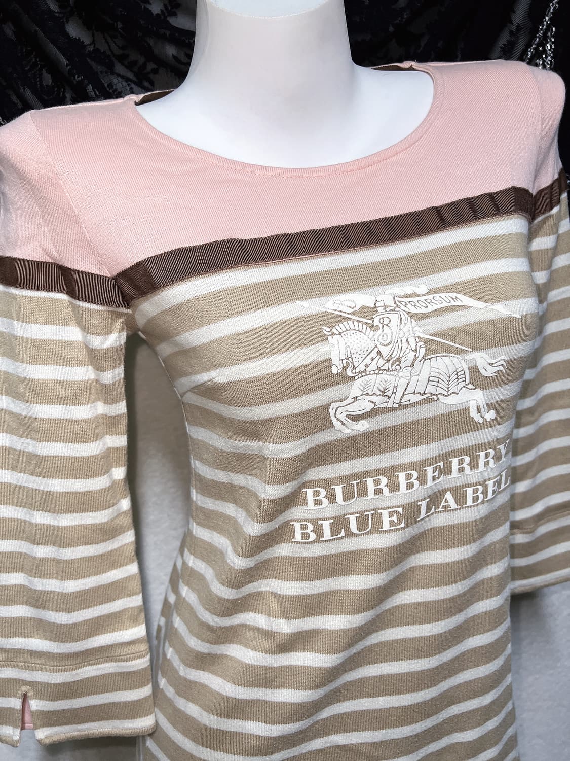 버버리 블루라벨 딸초 스트라이프 원피스 라떼갸루 로맨틱 로걀 너드 핀터 상품이미지3