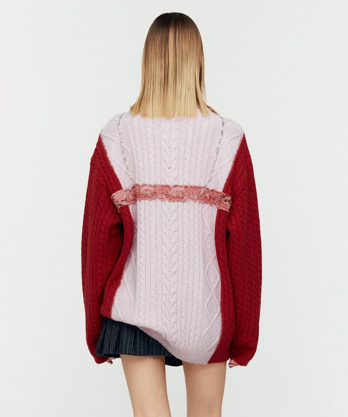 앤더슨벨 레이스 란제리 보이프렌드핏 니트 atb1183w(PINK) 상품이미지3