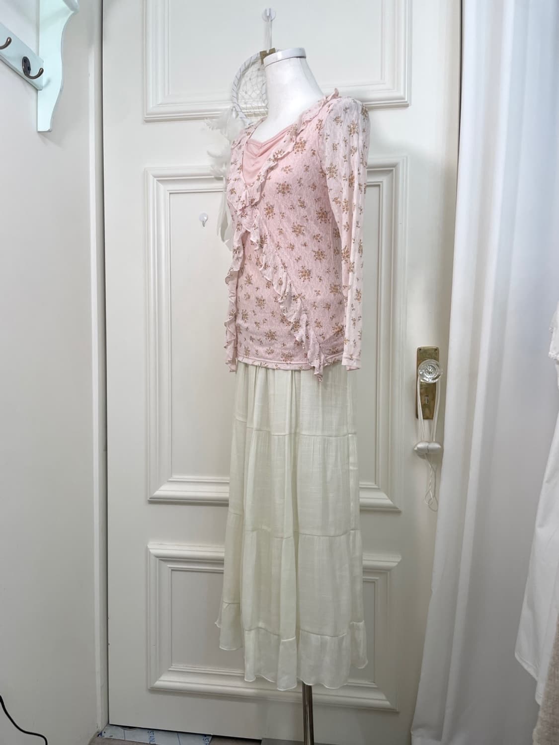 ivory tired spring long banding skirt 상품이미지7