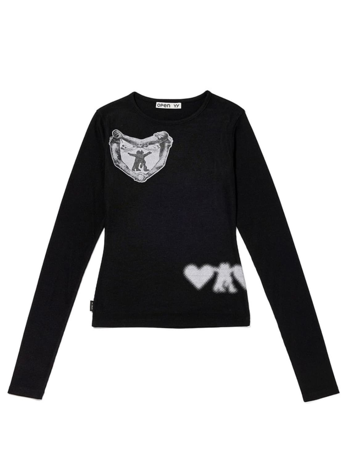 오픈와이와이 RIBBED YY HUG & HEART TOP (BLACK) 상품이미지1