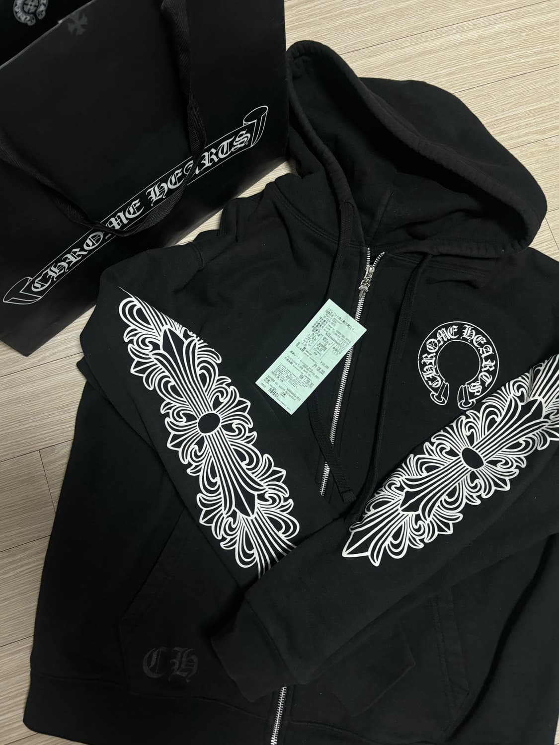 크롬하츠 홀스슈 플로랄 플리스 후드 집업M 상품이미지1