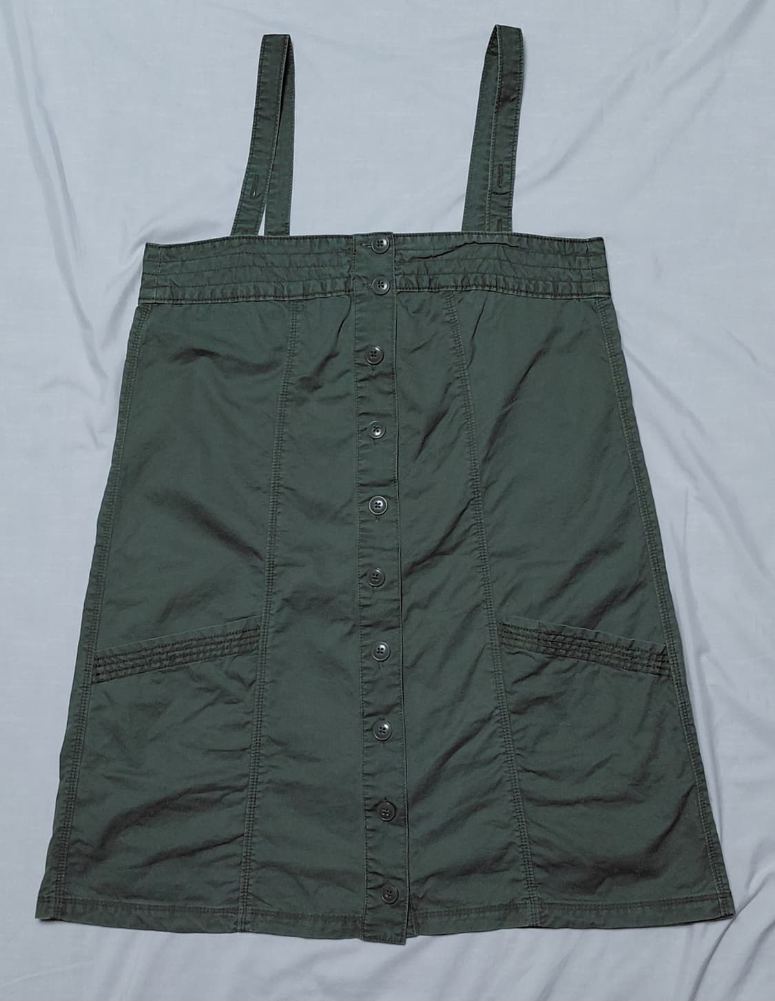 [M] 사브로쿠(SABUROKU) 빈티지 카키 워크웨어 버튼 원피스 상품이미지2