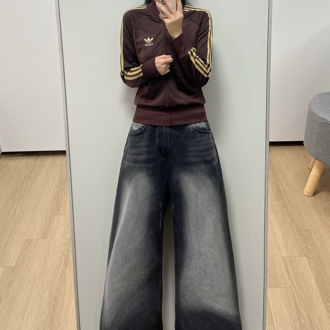 아디다스 딱붙핏 초코 브라운 트랙탑 져지 상품이미지1