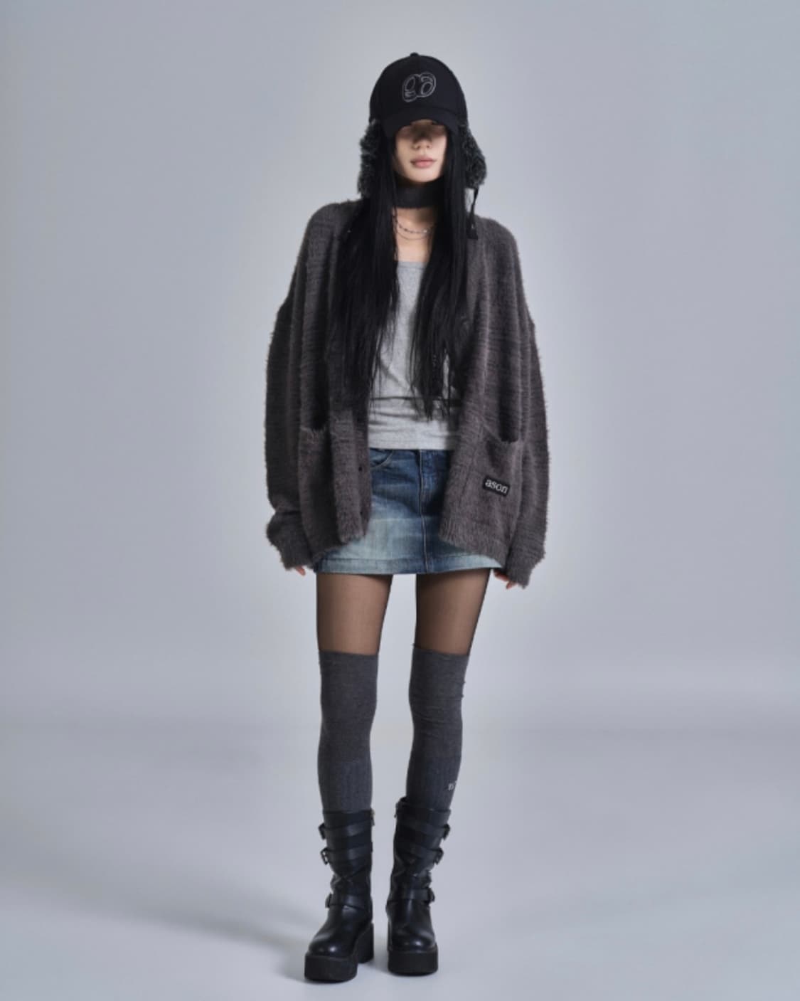 ASON LUCA TIE CARDIGAN CHARCOAL 상품이미지3