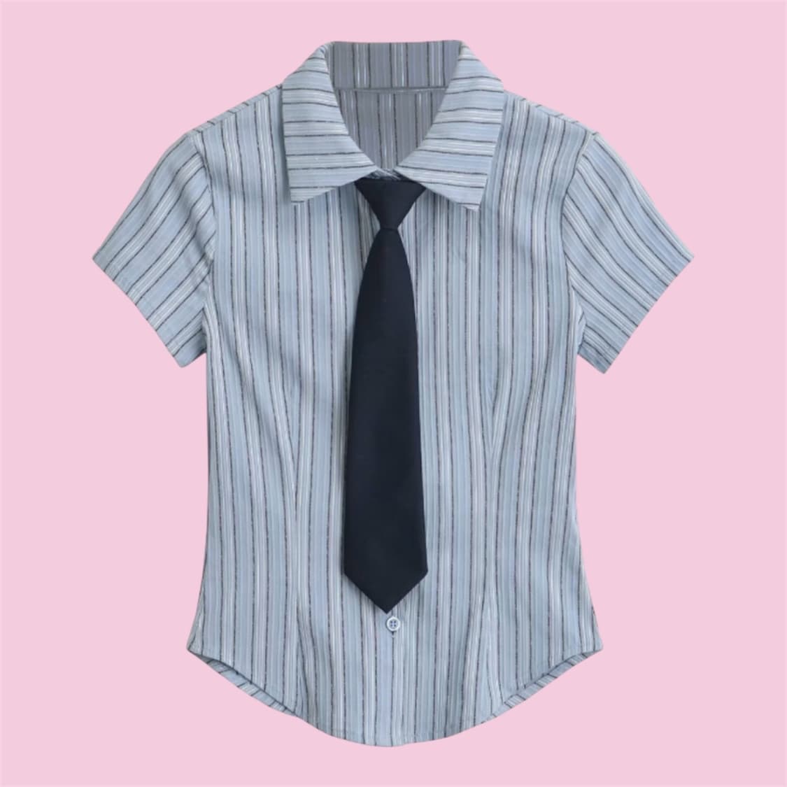 [새상품]타이 스트라이프 셔츠 블라우스 상품이미지1