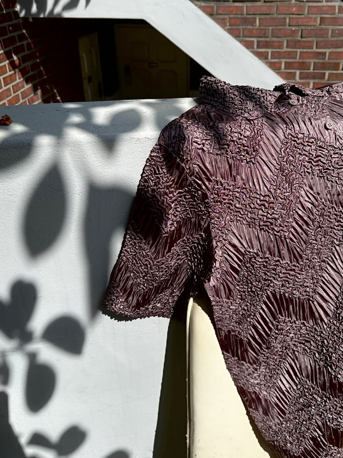 Jacquard pleats pk shirt / brown 상품이미지1