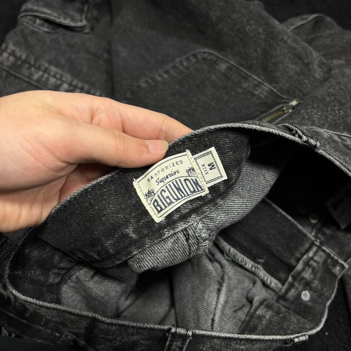 M 빅유니온 와이드 흑청 유틸리티 카고팬츠 상품이미지3