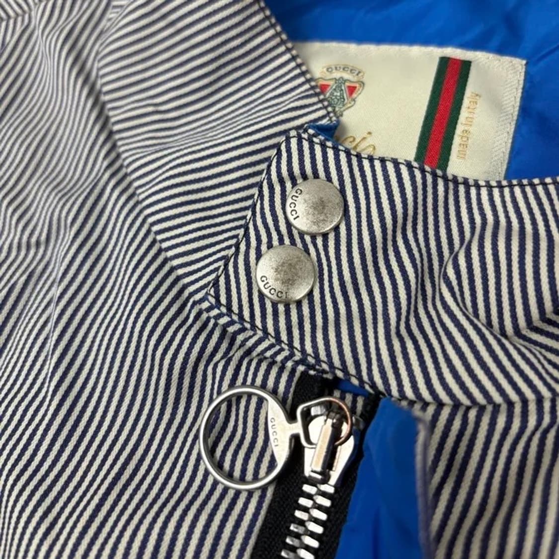 2000s Gucci 블루 스트라이프 라이트 자켓 (M) 상품이미지6