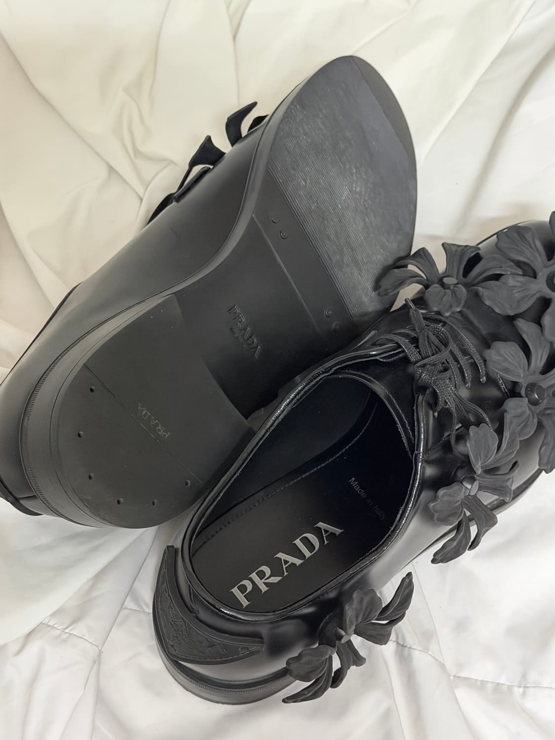 프라다 아플리케 플라워 레더 더비 슈즈 상품이미지8