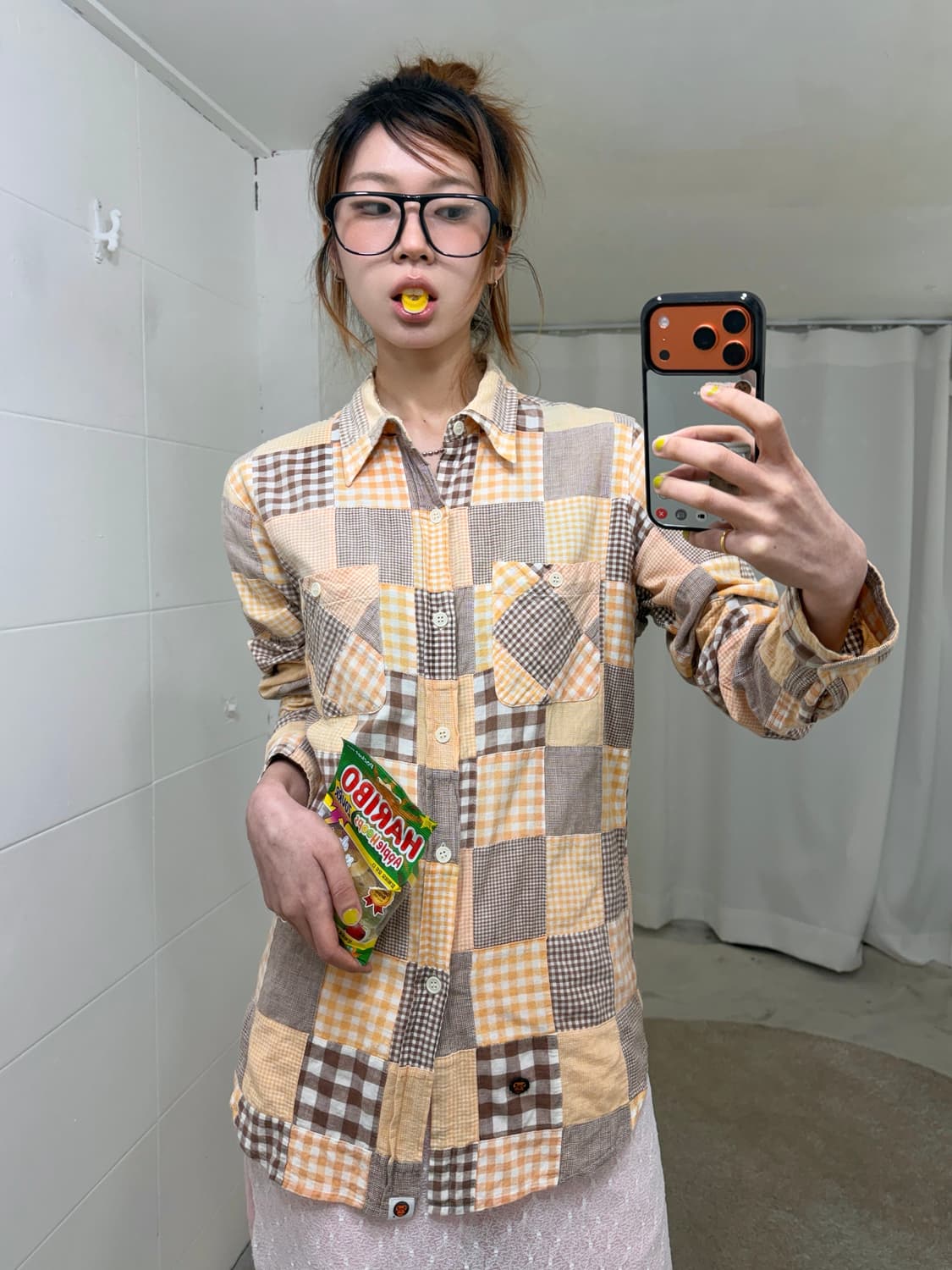 베이프 베이비 마일로 스토어 패치워크 롱 슬리브 셔츠 상품이미지2