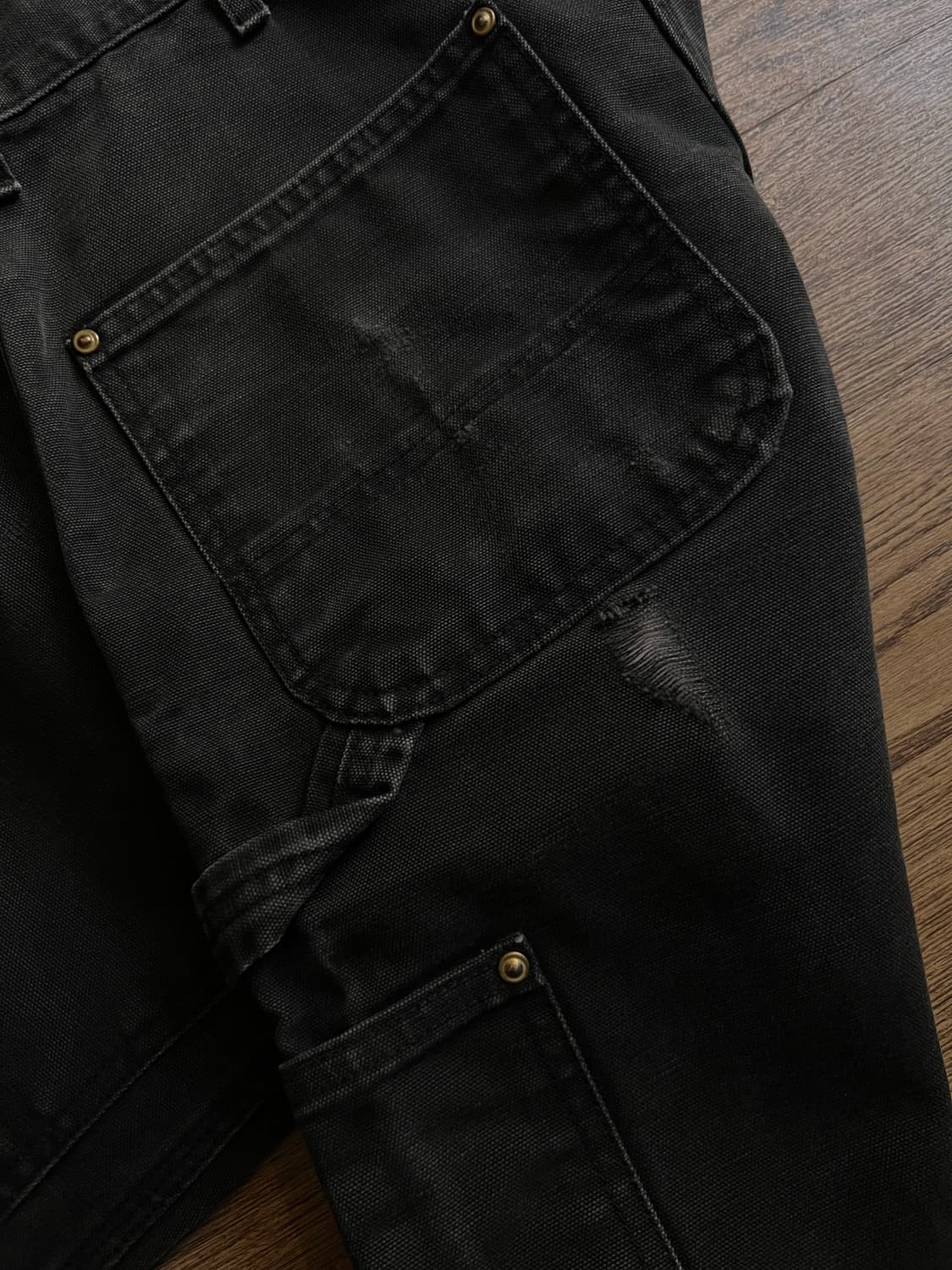 [36]칼하트 Made in USA 빈티지 페이딩 블랙 더블니 워크 팬츠 상품이미지7