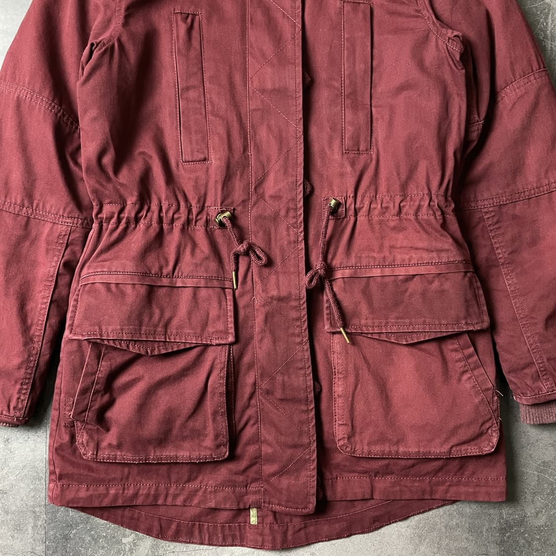 GARAGE 빈티지 와인 퀄팅안감 후드파카 A00336 상품이미지4