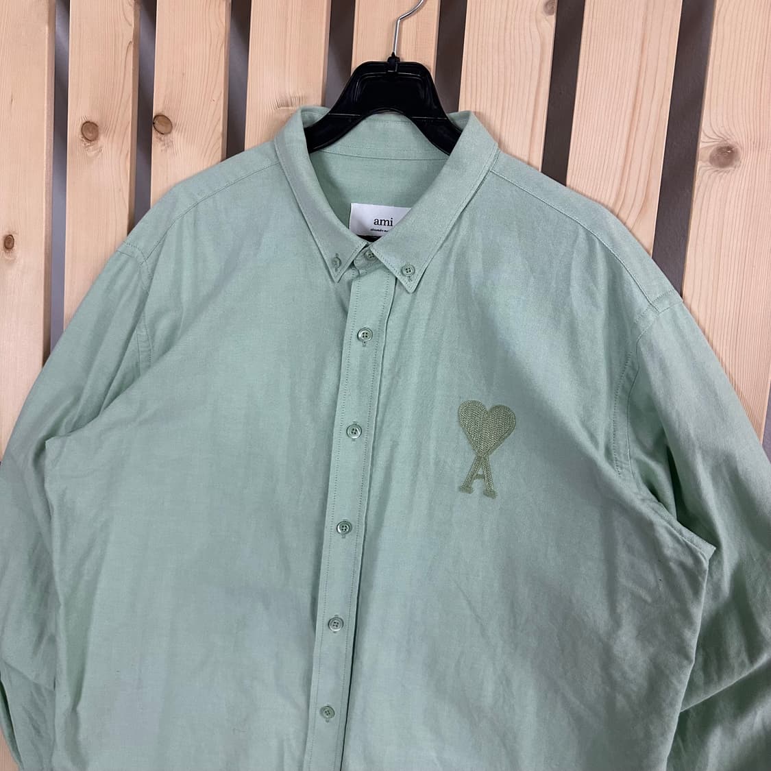 (L) AMI 아미 아쿠아민트 빅하트 옥스포드 셔츠 상품이미지4
