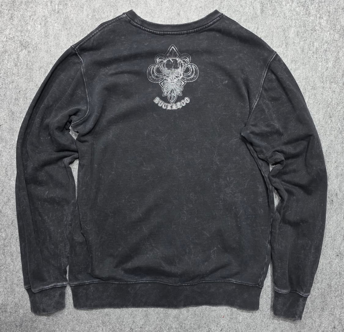 버커루 피그먼트 워싱 스컬 패치 빈티지 그런지 무드 맨투맨 XL 상품이미지2