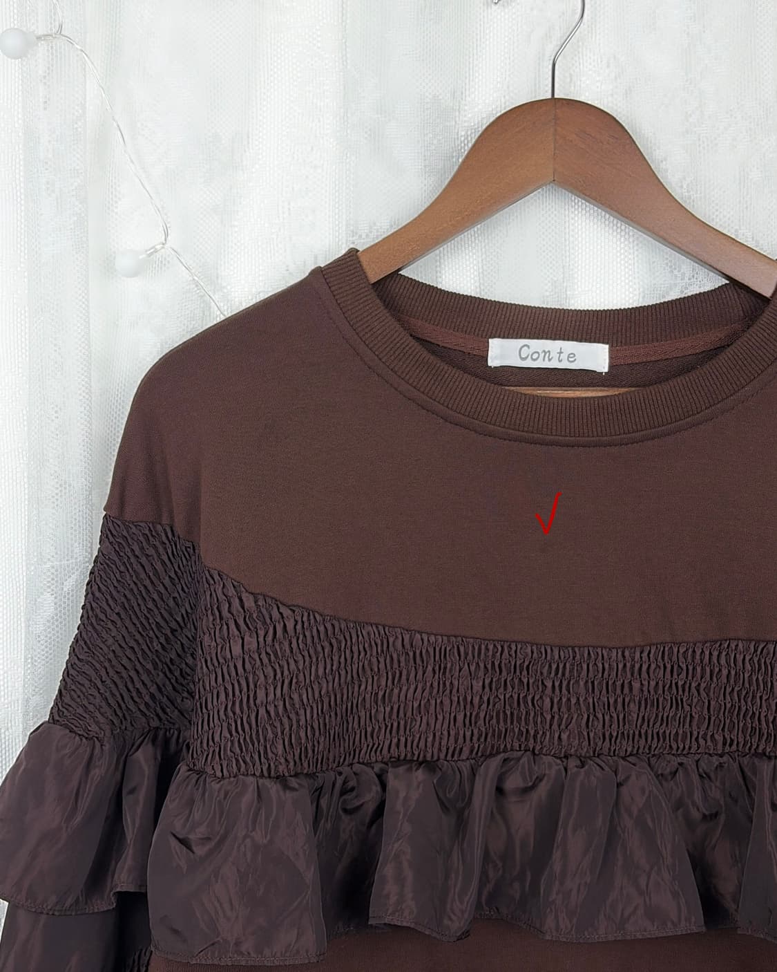 Brown frill oversized-fit sweatshirt top 상품이미지5