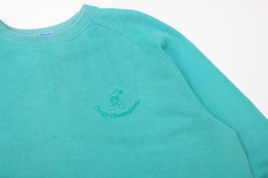  디즈니랜드 80s 빈티지 미키 마우스 자수 민트 맨투맨 (LL) 상품이미지4