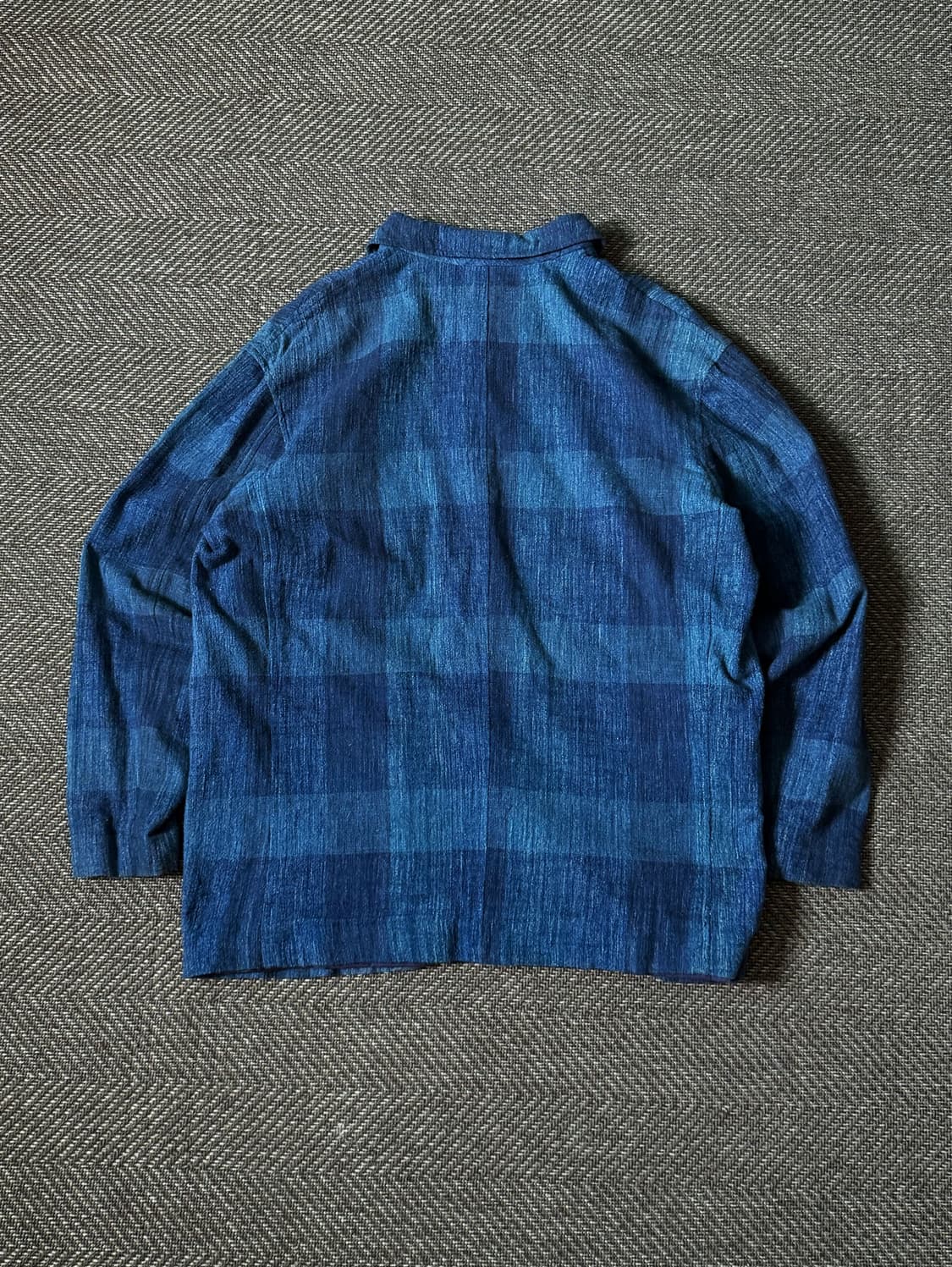 90s MENS BA-TSU 체크 인디고 블루 워크 자켓 (105) 상품이미지9