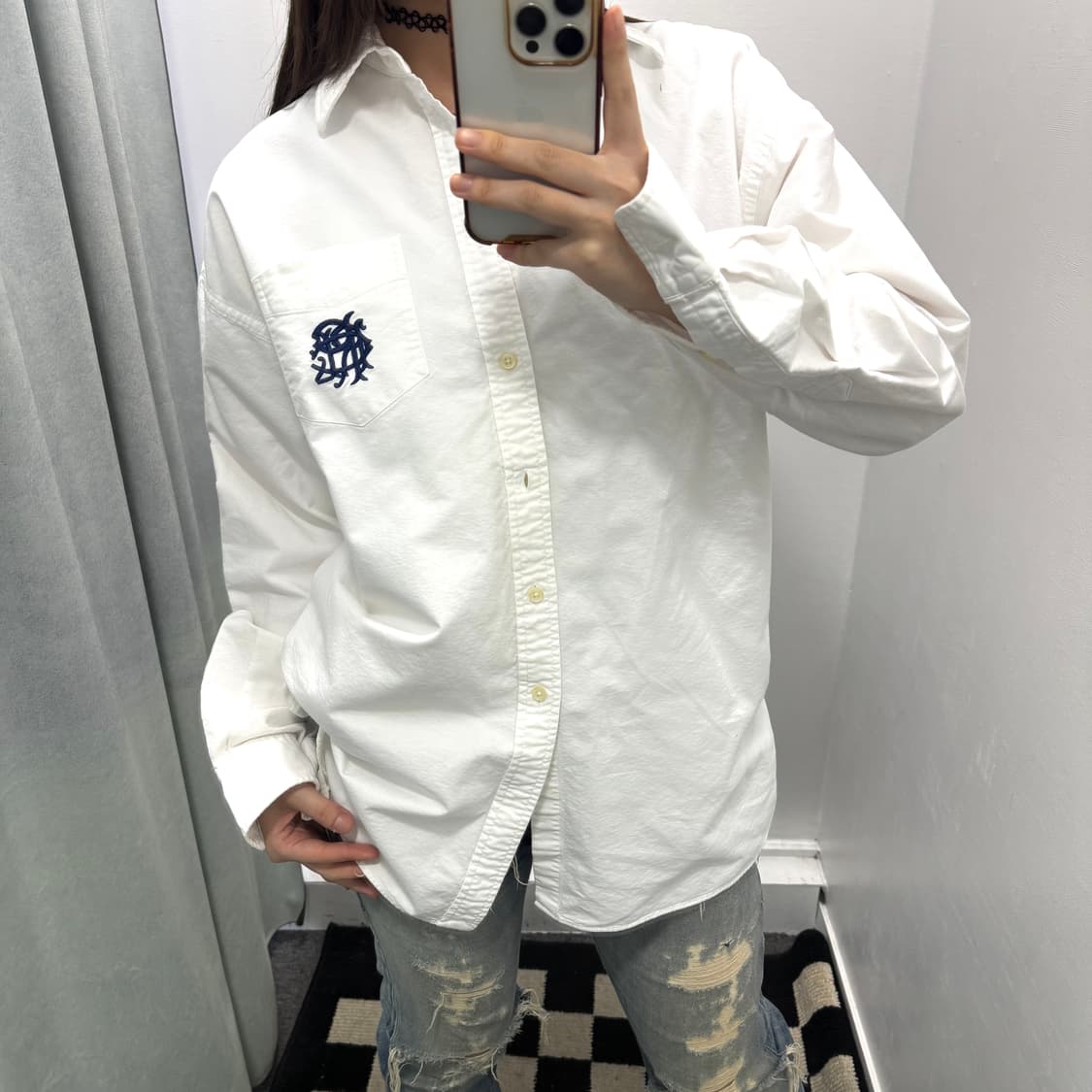 폴로 화이트 자수 셔츠 상품이미지2