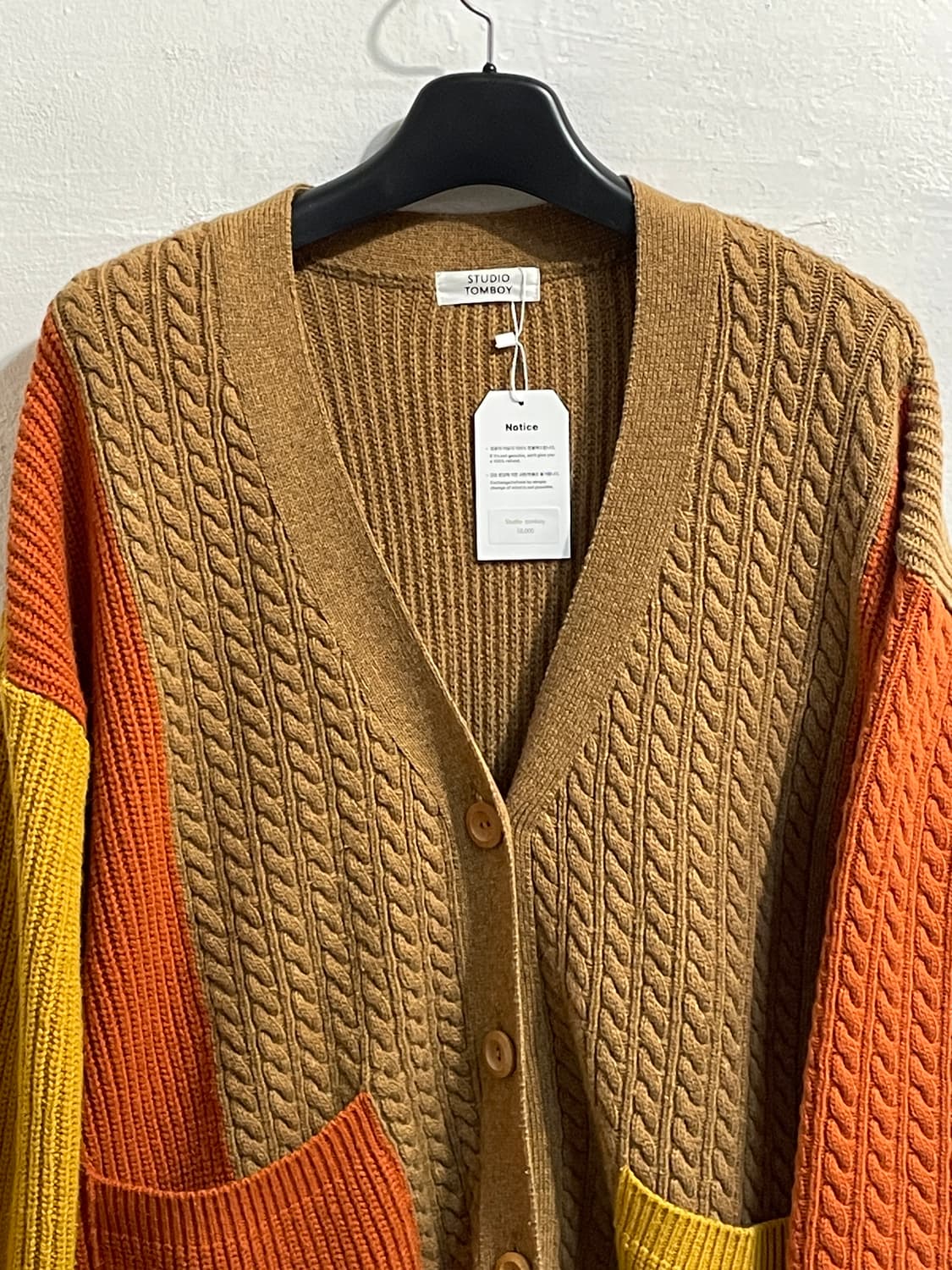 스튜디오 톰보이 컬러 블록 케이블 울 가디건 상품이미지3