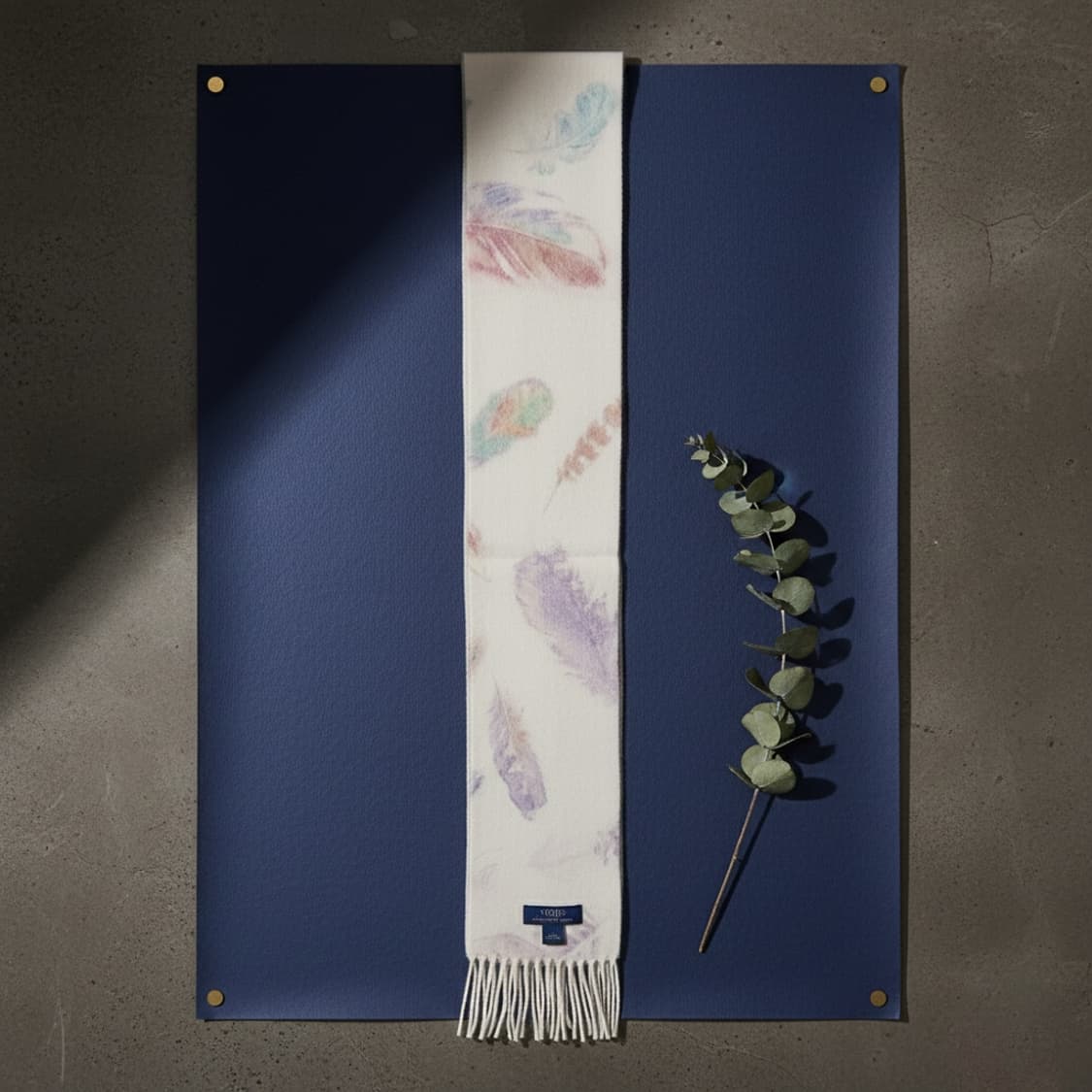 GOBI 몽골리안 캐시미어 파스텔톤 Leaf패턴 머플러 상품이미지5