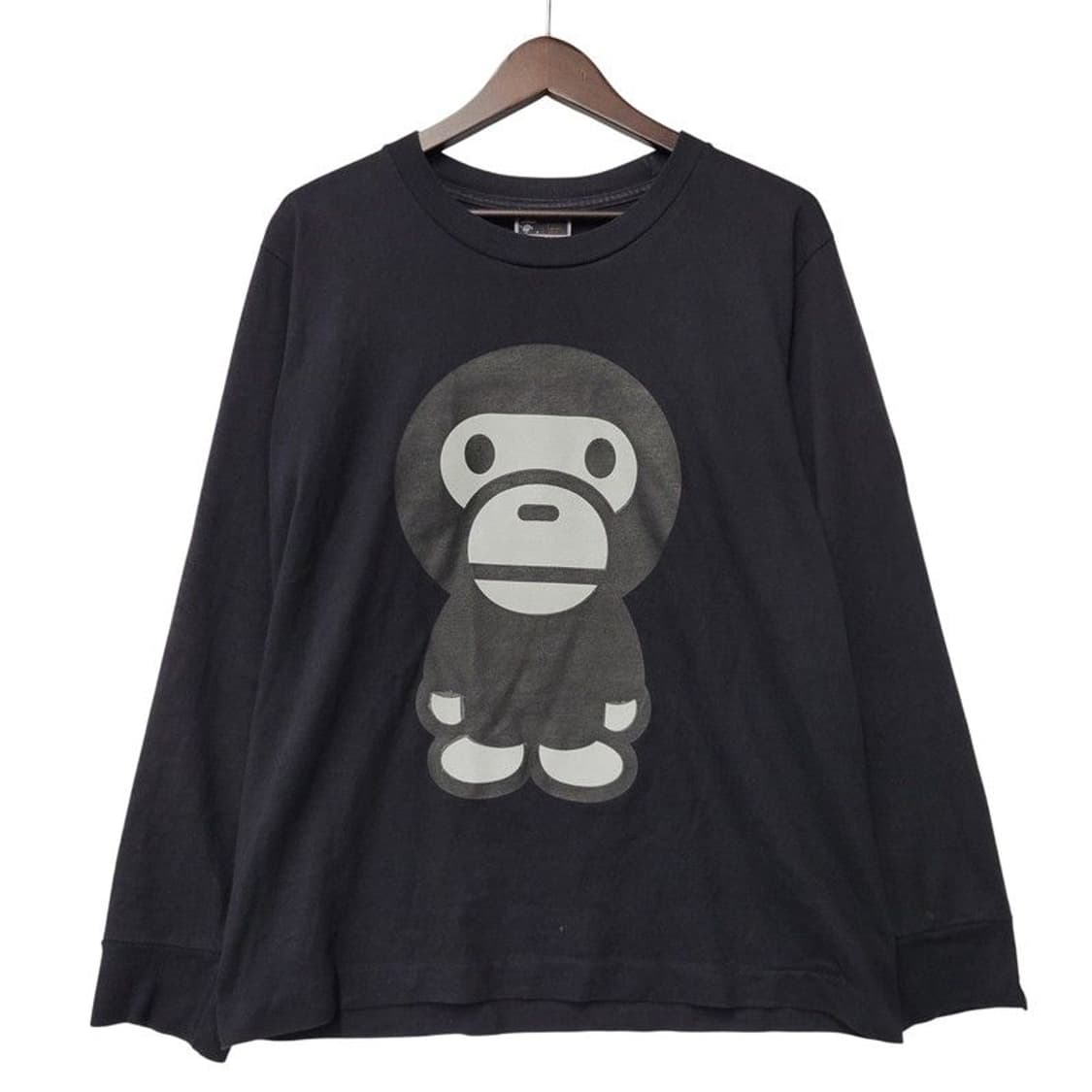 베이프 베이비 마일로 빅 페이스 롱슬리브 티셔츠 블랙 상품이미지1