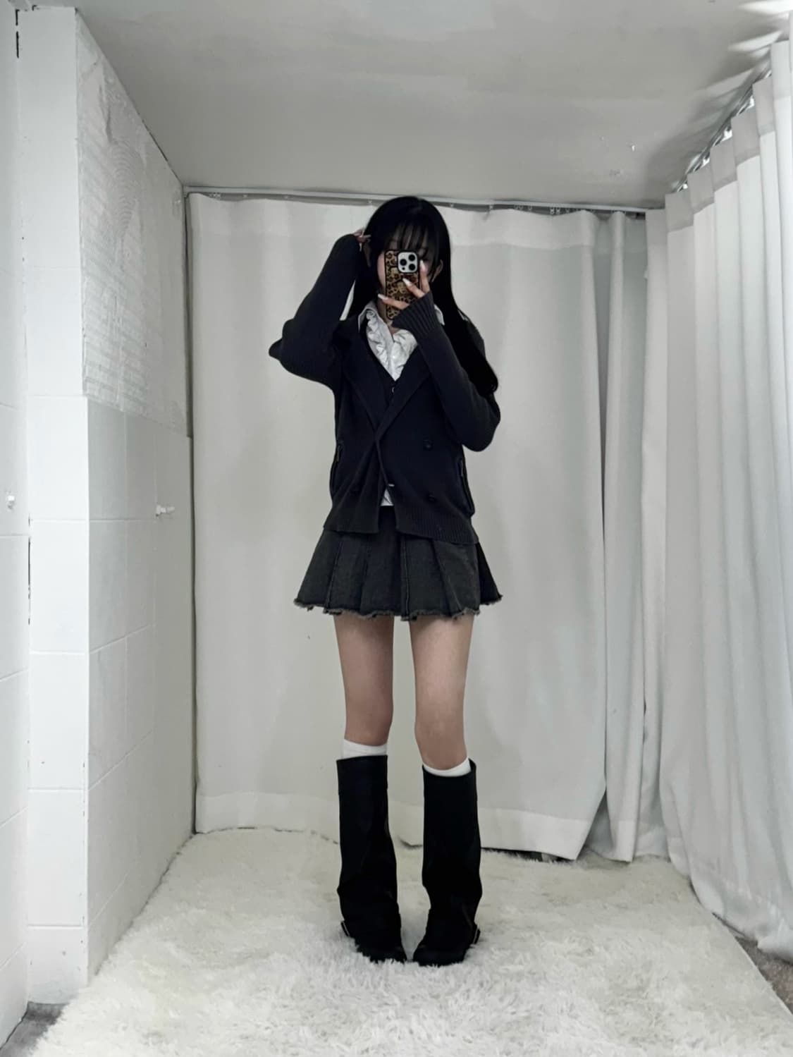 무채색 니혼진 사와코깔 딱붙 코디세트 상품이미지2